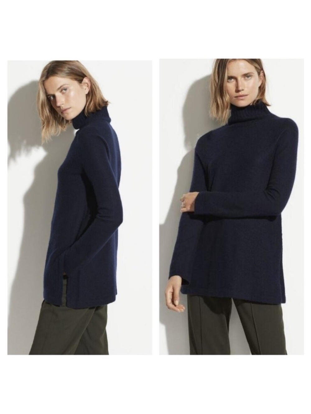 Vince 100% Cashmere Turtleneck Side Slit Tunic Sweater size small